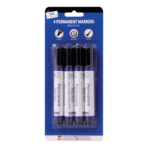 Markers, Permanent Chisel Tip, Black, 4's