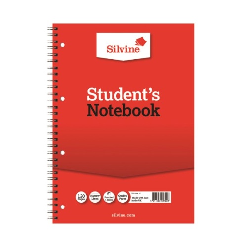 Notebook, Student's, A4, Twin Wire, Narrow Lined, Quality Paper, 120 Pages