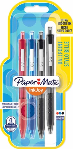 Pens, PaperMate Inkjoy, Retractable, Assorted, 4's