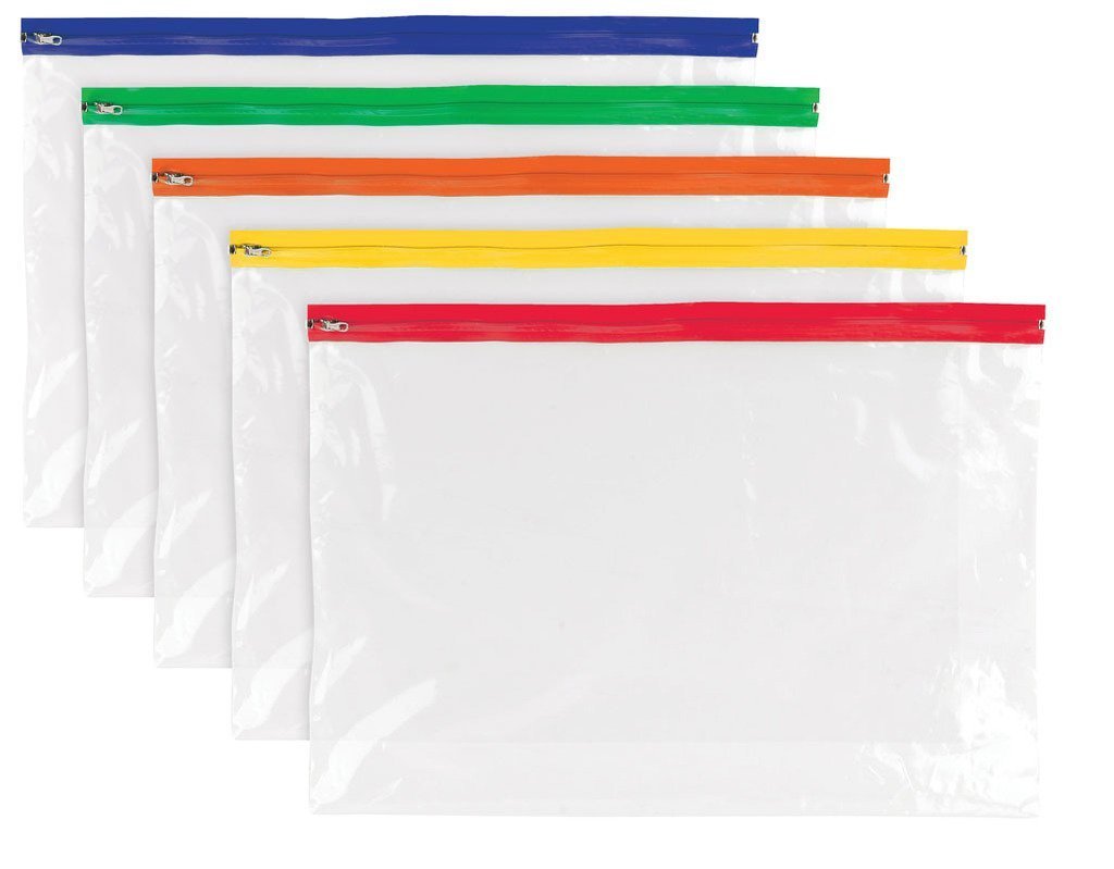 Zippy Bags, A3, 4 Assorted Zip Colours, 160 micron