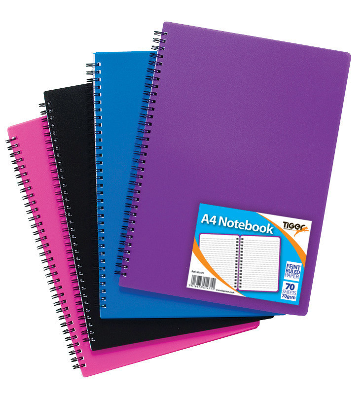 Notebooks, A4 Twin Wire Polypropylene Cover, Assorted
