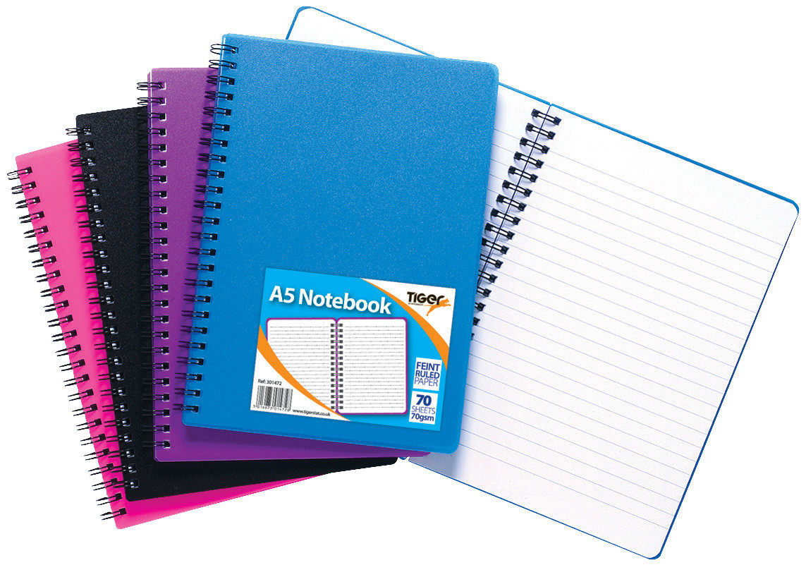 Notebooks, A5 Twin Wire Polypropylene Cover, Assorted