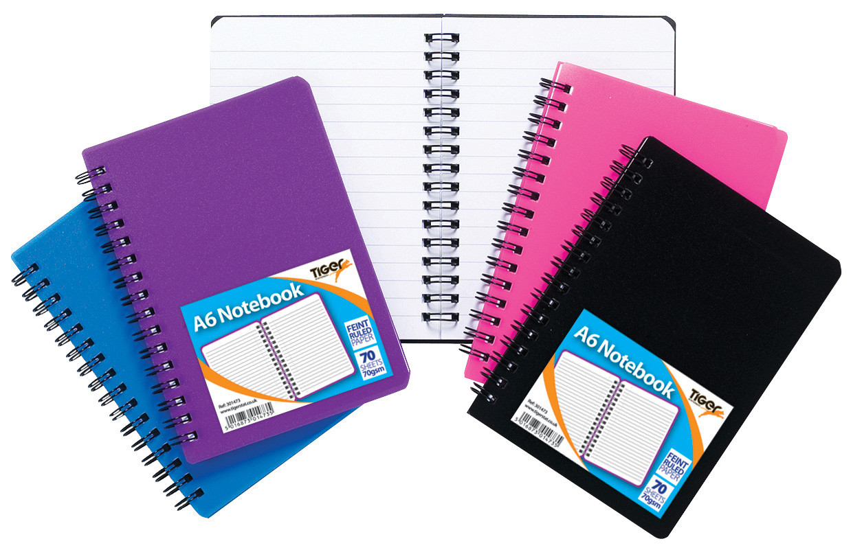 Notebooks, A6 Twin Wire Polypropylene Cover, Assorted