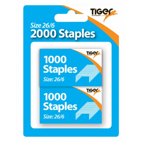 Staples, Size, 26/6, Pack of 2000 (1000 x 2), Carded