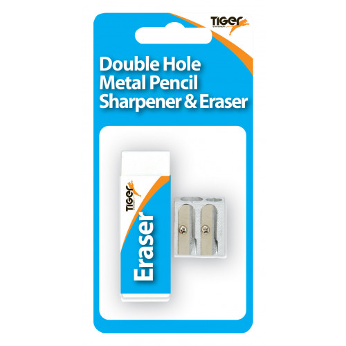 Eraser & Metal Double Hole Sharpener Carded