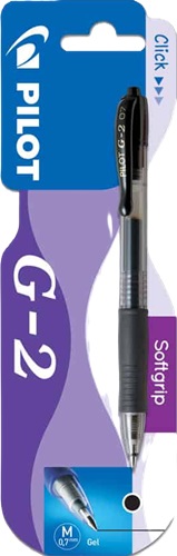 Pens, Pilot G2 0.7 Retractable Black, Carded