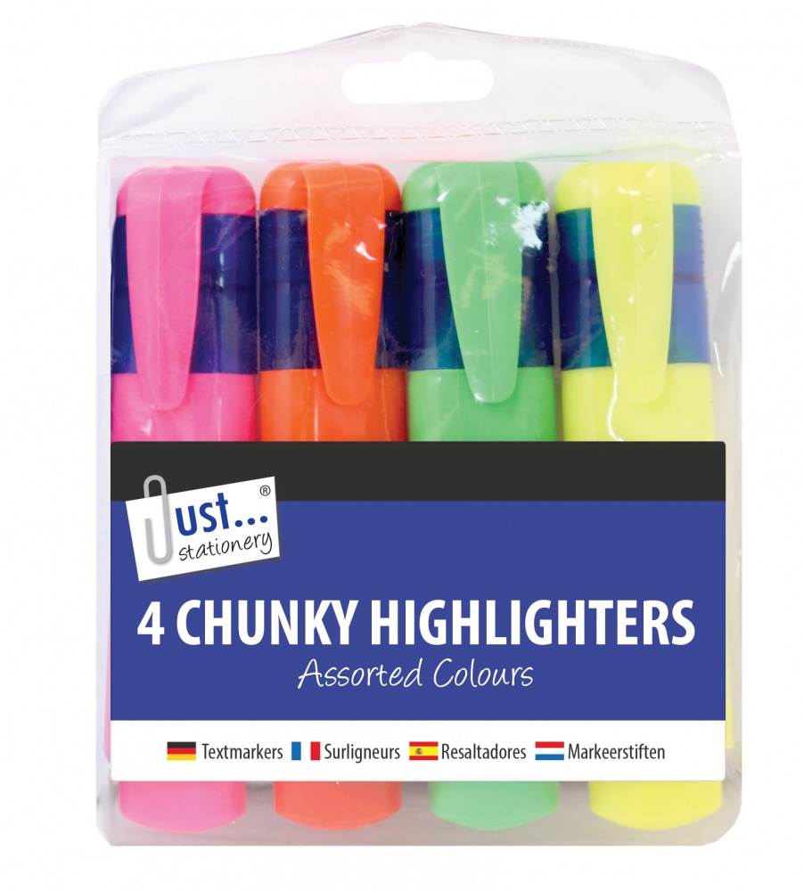 Highlighters Chunky, Neon Assorted, 4's