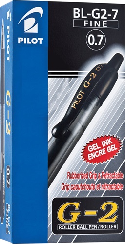 Pens, Pilot G2 Retractable 0.7mm Black, Boxed