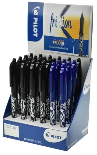 Pens, Pilot Frixion Erasable Rollerball Black & Blue, Display