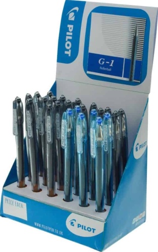 Pens, Pilot G1 Rollerball Black & Blue, Display