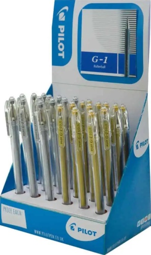 Pens, Pilot G1 Gold & Silver, Display