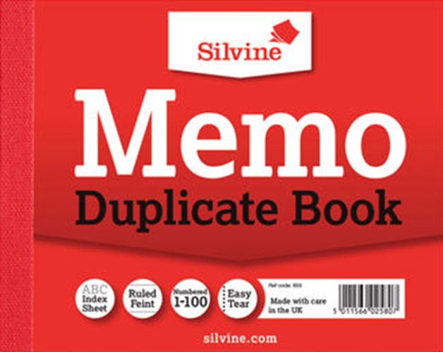 Duplicate Book, Memo Book, Half-Size, 102 x 127mm, Ruled