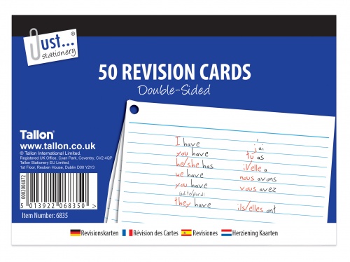 Revision Cards, 10.5 x 15cm Double sided, 50's