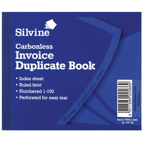 Duplicate Book, Carbonless Invoice Book, Half-Size, 102 x 127mm