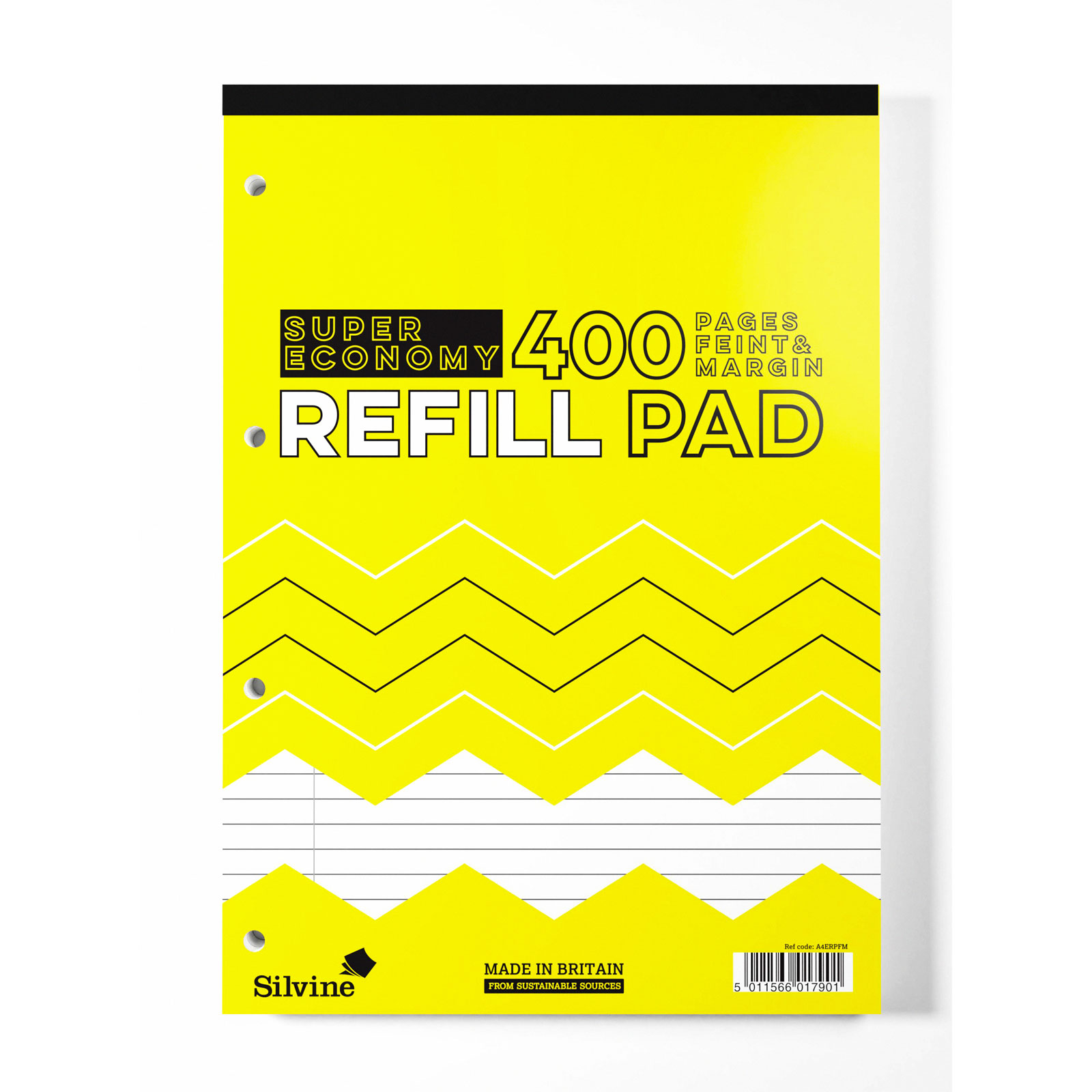 A4 Refill Pad, Super Economy, Silvine 400 pages, Feint & Margin (Yellow cover)