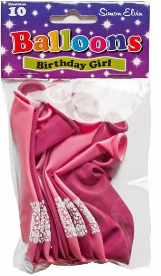 Balloons, 10'' Printed, Birthday Girl, 10's