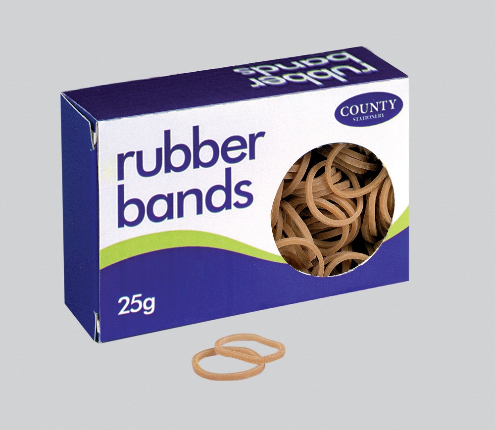 Box Rubber Bands, 25gm Assorted Sizes