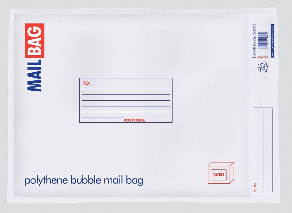 Envelopes, County Polythene Bubble-Lined,Jumbo, 500 x 650mm