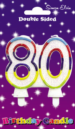 Simon Elvin Milestone Multi Coloured Age 80 Candles