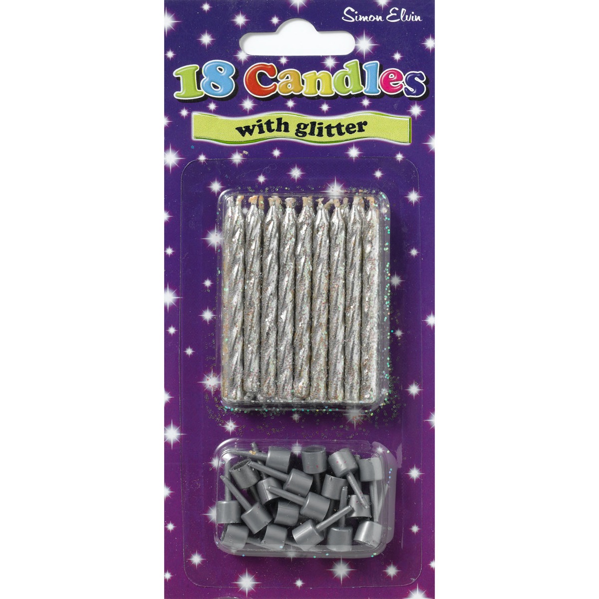 Spiral Silver Glitter Candles with Holder (18)