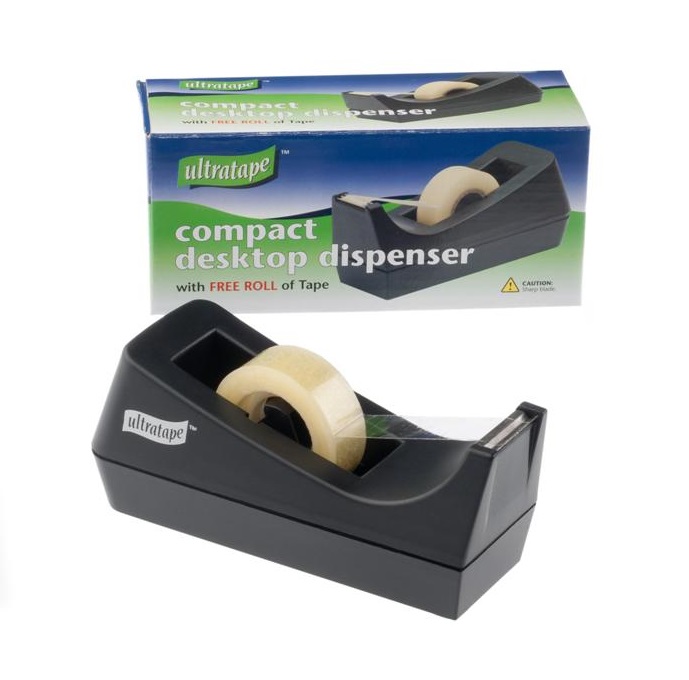 Tape Dispenser, Compact Dispenser with 19mm x 33m Tape