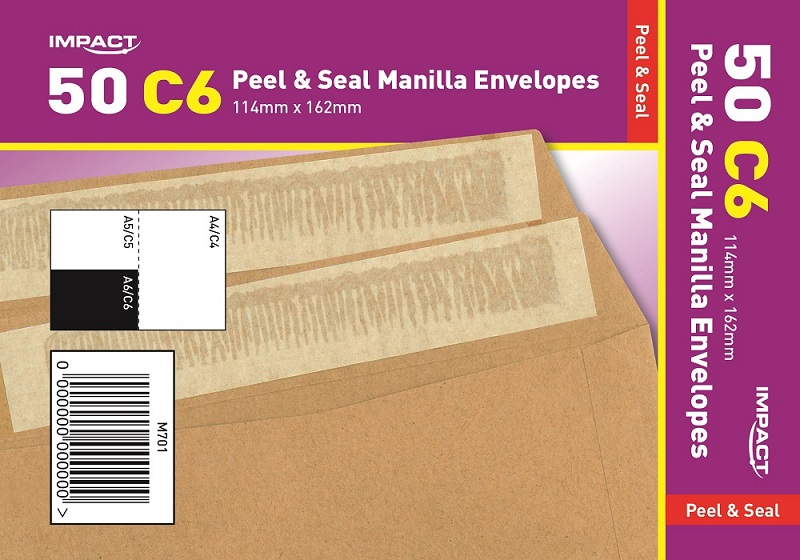 C6 (114 x 162mm) Manilla Peel & Seal Envelopes (85gsm)  50's