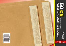 Envelopes, C5 (162 x 229mm) Manilla/Brown, Peal & Seal, (Ribbed-110gsm), 50's