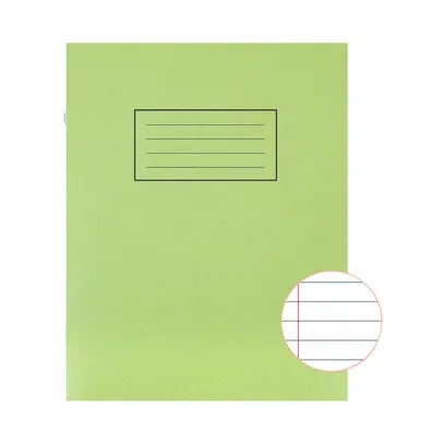 Exercise Books, Silvine 229 x 178mm Ruled Green