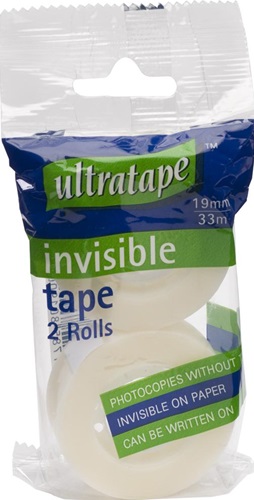 Tape, 19mm x 33m, Invisible Mending Tape, Twin Pack