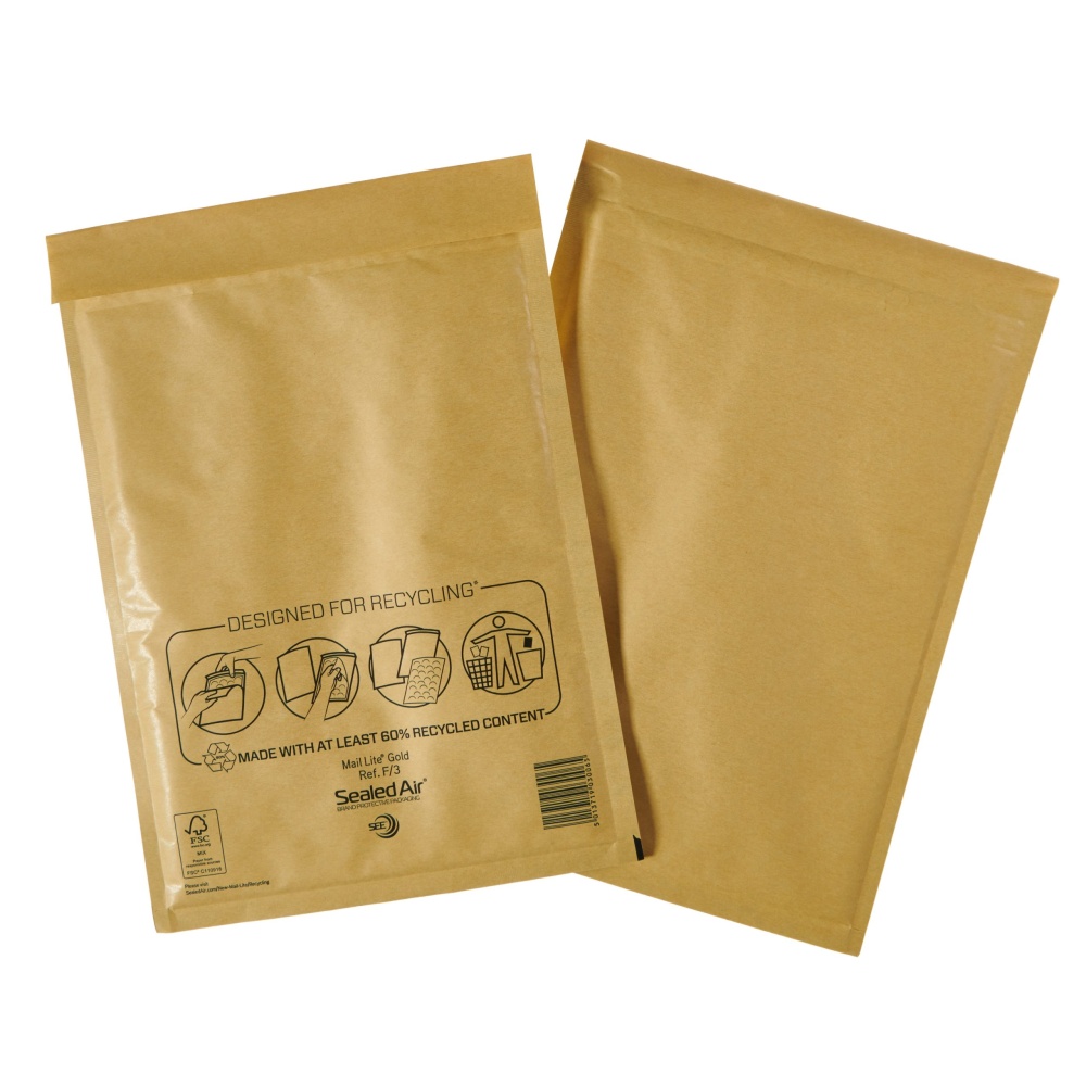 Bubble-Lined Gold Padded Envelopes F - 220 x 330mm 50s