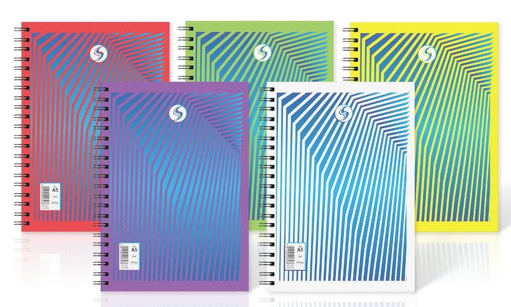 Notebook, A4, 'Daze' Design, Twin Wire Poly Cover Assorted