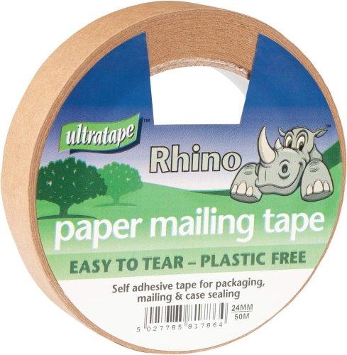 Tape, 24mm x 50m, Rhino Paper Mailing Tape