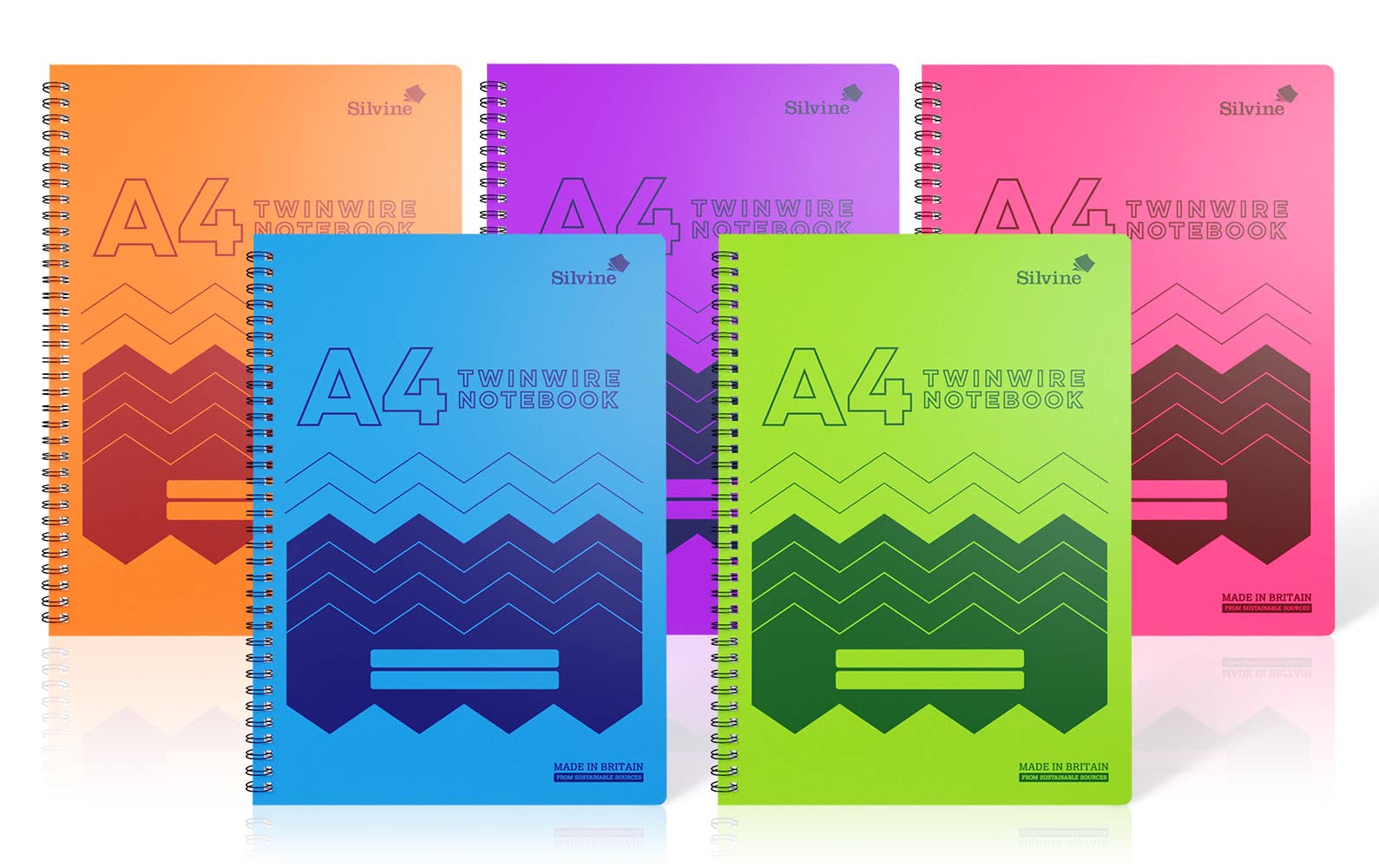 Notebooks, A4 Twin Wire Frosted Polypropylene Cover, Assorted