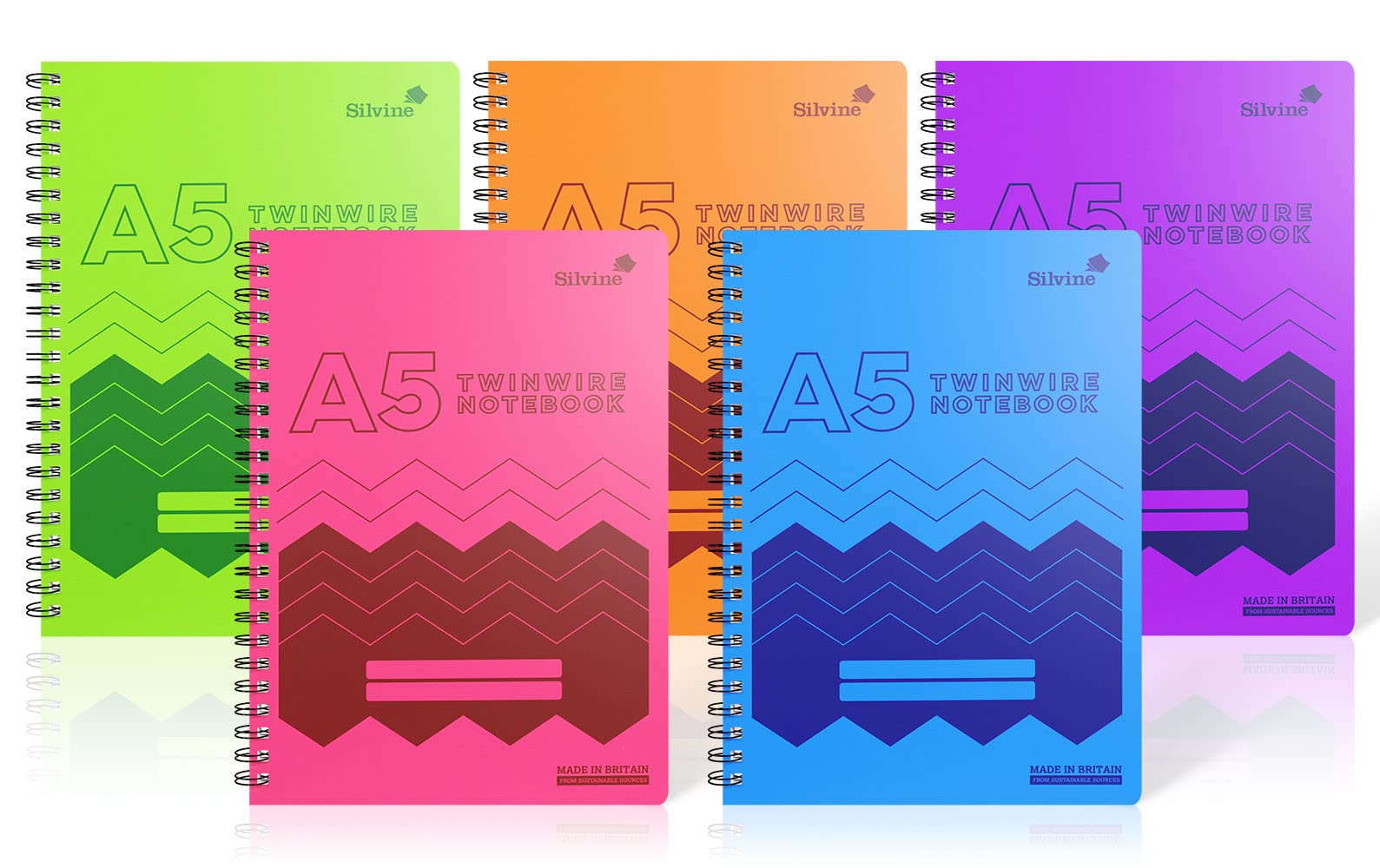 Notebooks, A5 Twin Wire Frosted Polypropylene Cover, Assorted