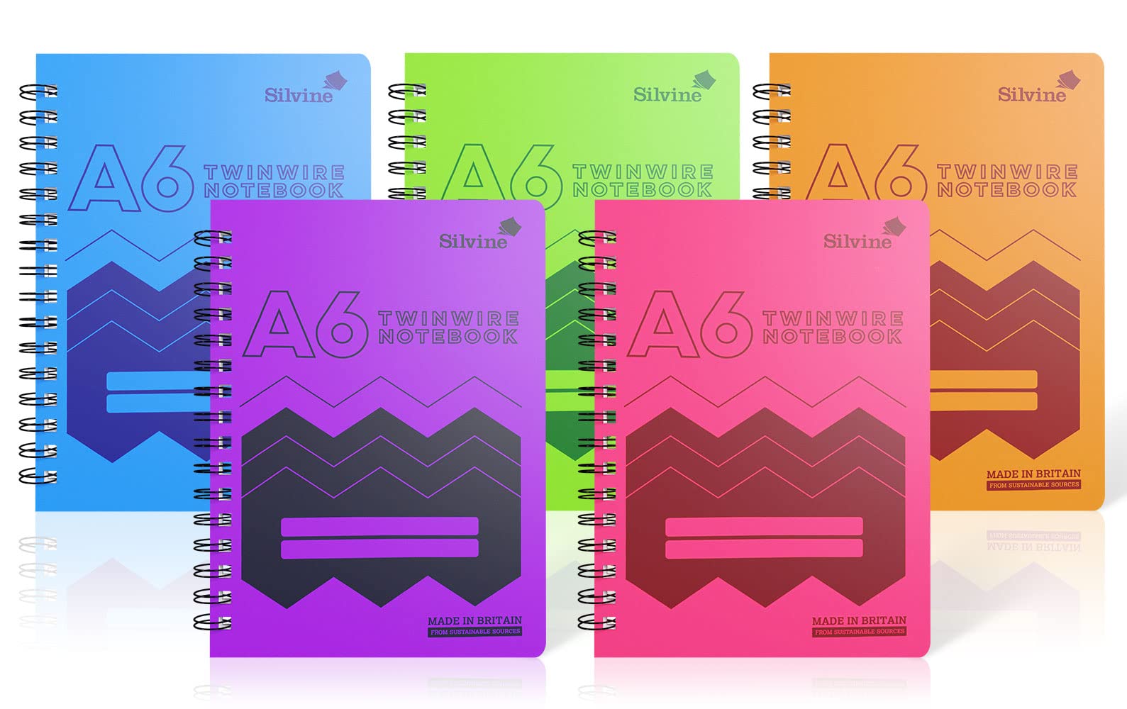 A6 Frosted Polyprop Covered Twin Wire Notebook, 160 pages, 5 Asst Colours