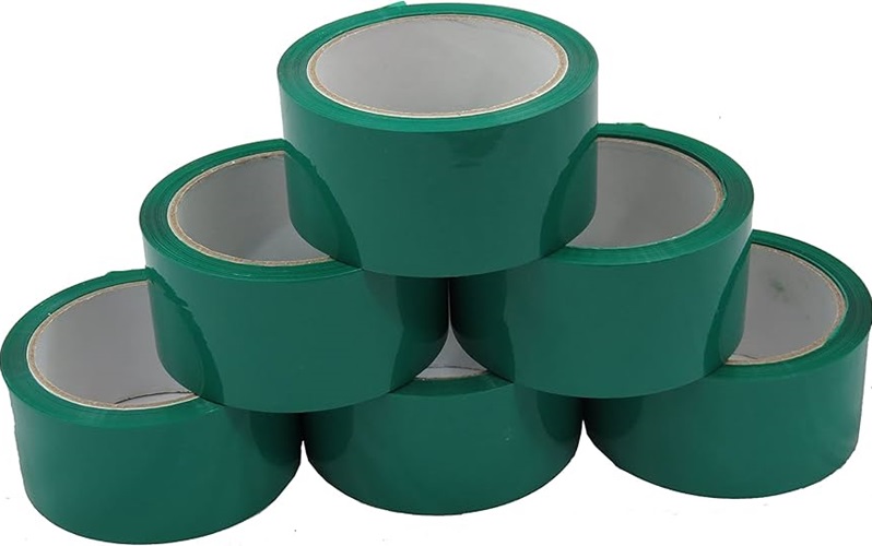 Tape, 48mm x 50m, Green, (Parcel Tape), 6 Rolls