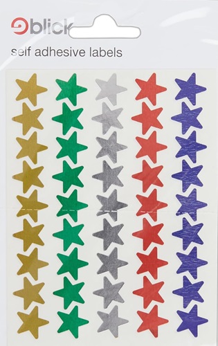 Labels, Self-Adhesive Holographic Stars Assorted, 14mm, 20's