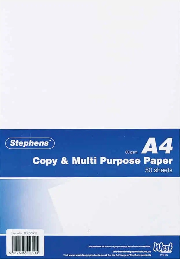Paper, A4, Stephens Copy/Multi Purpose Paper, 50 Sheets