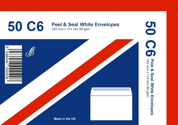 Envelopes, C6 (114 x 162mm), White Peel & Seal 80gsm, 50's