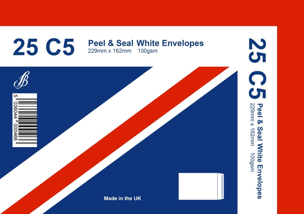 Envelopes, C5 (162x229mm), White Peel & Seal 100gsm, 25's