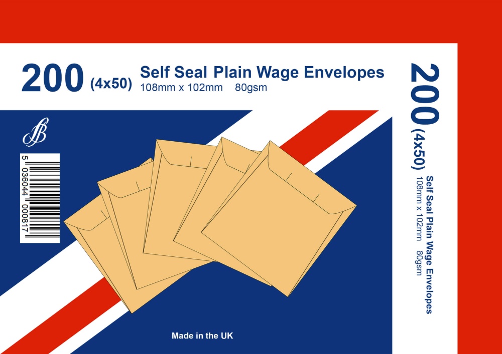 Wages Envelopes, 108 x 102mm, Plain, Manilla Brown (80gsm) 50's