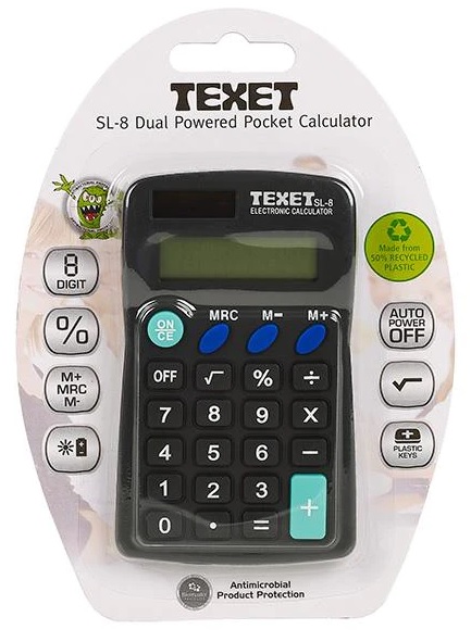 Calculator, Pocket Size, 8 Digit Dual Power