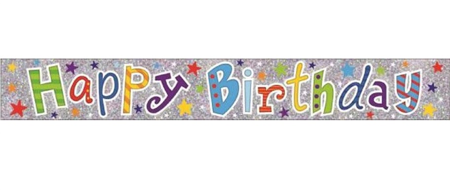 Holographic Party Banners, Happy Birthday