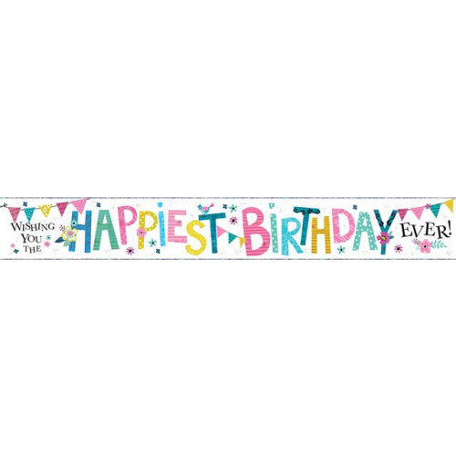 Holographic Party Banners, Happiest Birthday