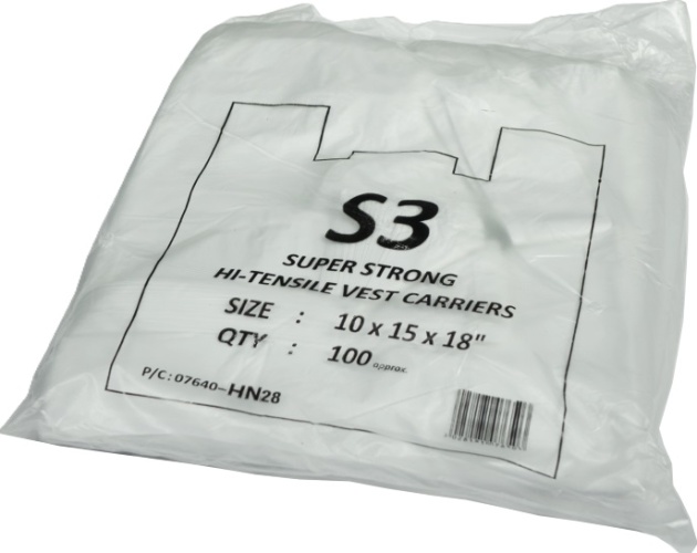 Carrier Bags, 10 x 15 x 18 'S3', White, 1000's