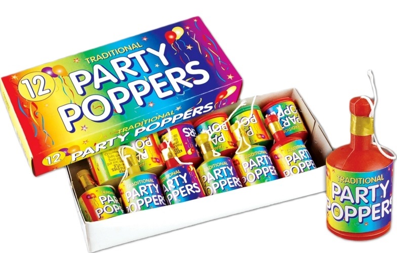 Party Poppers, 12's Box of 12