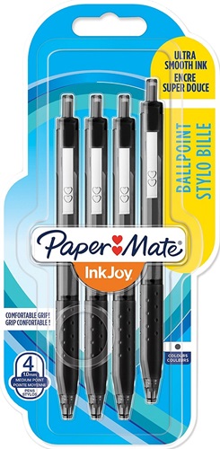 Pens, PaperMate Inkjoy, Retractable, Black, 4's