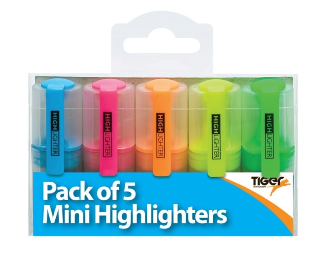 Highlighters, Mini, Pack of 5