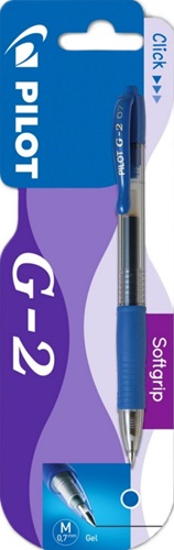 Pens, Pilot G2 0.7 Retractable Blue, Carded