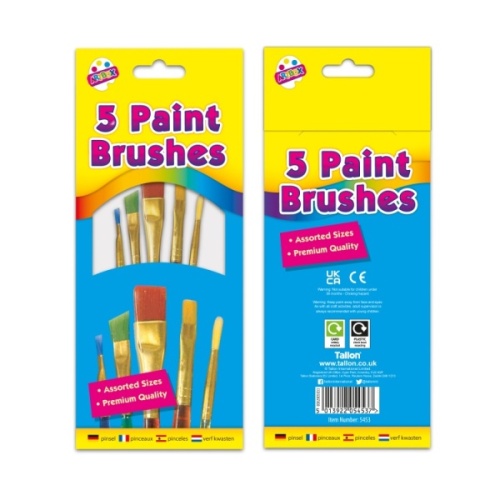 Paint Brushes, Assorted, 5's